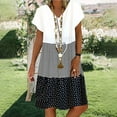 thumbnail image 2 of under $5 JINMGG Dresses for Women 2025 ,Fashion Women Casual Loose Stripe Dot Patchwork V-Neck Short Sleeves Dress, 2 of 9