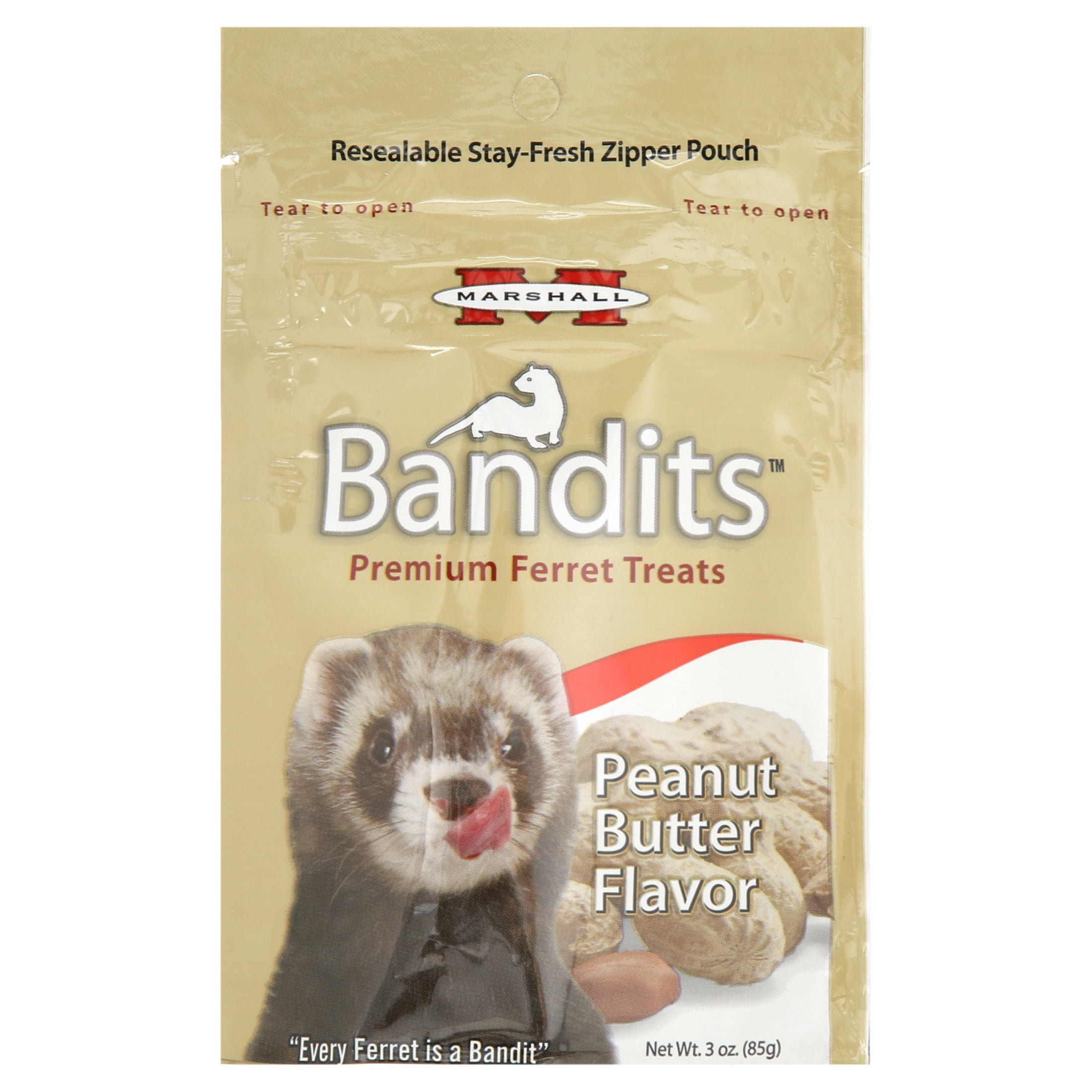 (4 pack) Marshall Bandits Premium Ferret Treats - Peanut Butter Flavor (3 oz)