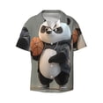 thumbnail image 2 of Lsque Cartoon Pandas Basketball print Men's Cuban Collar Short Sleeve Shirt Summer Beachwear Casual Button Down Fashionable Vacation Leisure Shirt-Medium, 2 of 7