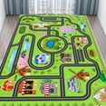 thumbnail image 1 of Jngred Kids Race Car Rug，Car Track Traffic Road Map Rug Carpet，Train Farm Town Vehicles Play Mat(160×230cm/63×91in), 1 of 8