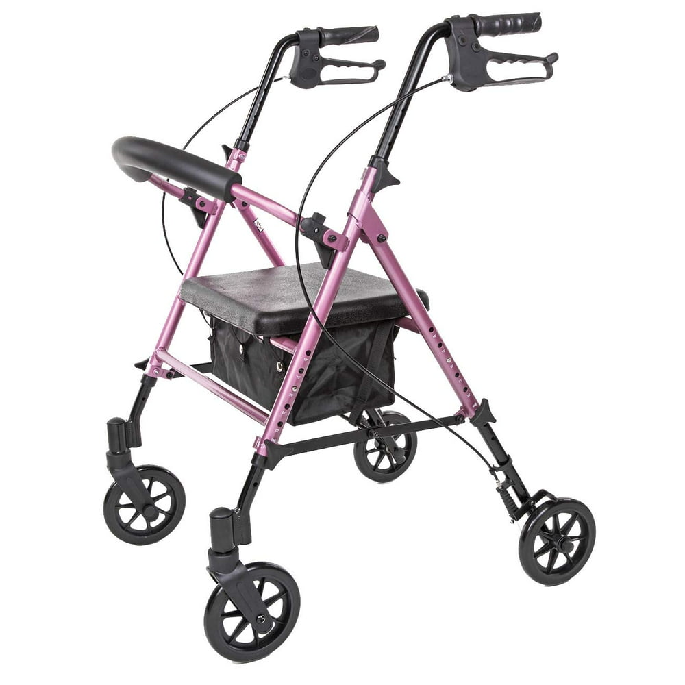 Lightweight Walkers For The Elderly Australia Carex Step 'N Rest Aluminum Rolling Walker For Seniors, Pink, Rollator