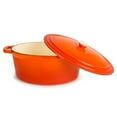 thumbnail image 6 of BergHOFF Neo 5pc Cast Iron Oval Dutch Oven Set with 10" Fry Pan, 5qt. & 8qt., Orange, 6 of 10