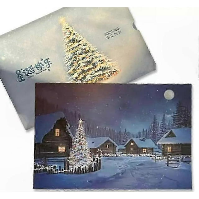 Illuminated Holiday Cards with Color-Changing Effects, Festive Tree Design Greeting Card