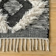thumbnail image 3 of nuLOOM Mona Shaggy Othello Diamonds Wool Area Rug, 7' 6" x 9' 6", Black and White, 3 of 4