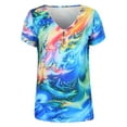 thumbnail image 3 of DYMADE Women's Summer Casual Tops Tie Dye V-Neck Short Sleeve Button Tunic T-Shirts, 3 of 3