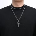 thumbnail image 6 of HZMAN Stainless Steel Large Ankh Cross Pendant Ancient Egyptian Hieroglyphic Symbol 22+2 Inch Chain (Silver-Small), 6 of 7
