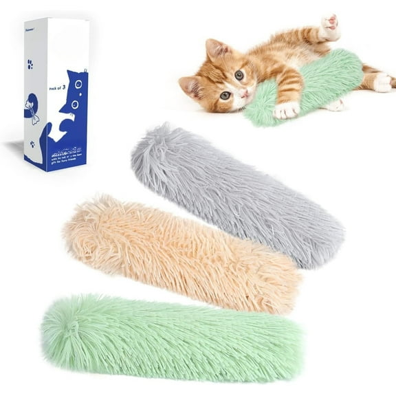 3Pcs Fluffy Cat Catnip Toy, Crinkle Kitten Teething Toy, Pet Interactive Toy
