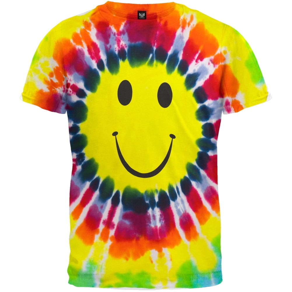 kids tie dye t shirt smile smiley hippy tie dyed