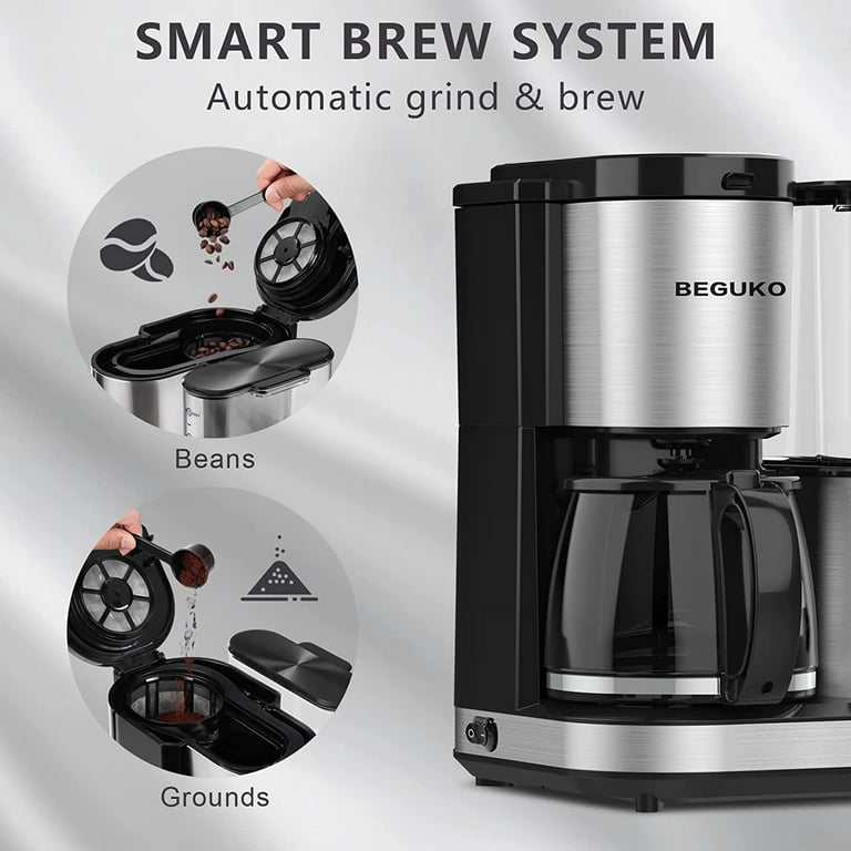 GEVI 10-Cup Programmable Grind and Brew Coffee Maker, Drip Coffee Make, Automatic  Coffee Machine with Built-In Burr Coffee Grinder 