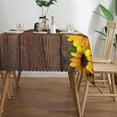 thumbnail image 4 of Sunflowers Rectangle Tablecloth Garden Sunflower Wooden Board Table Cloth Dining Table Cover for Home Kitchen Restaurant Party Buffet Picnic 60 x 84 Inch, 4 of 7