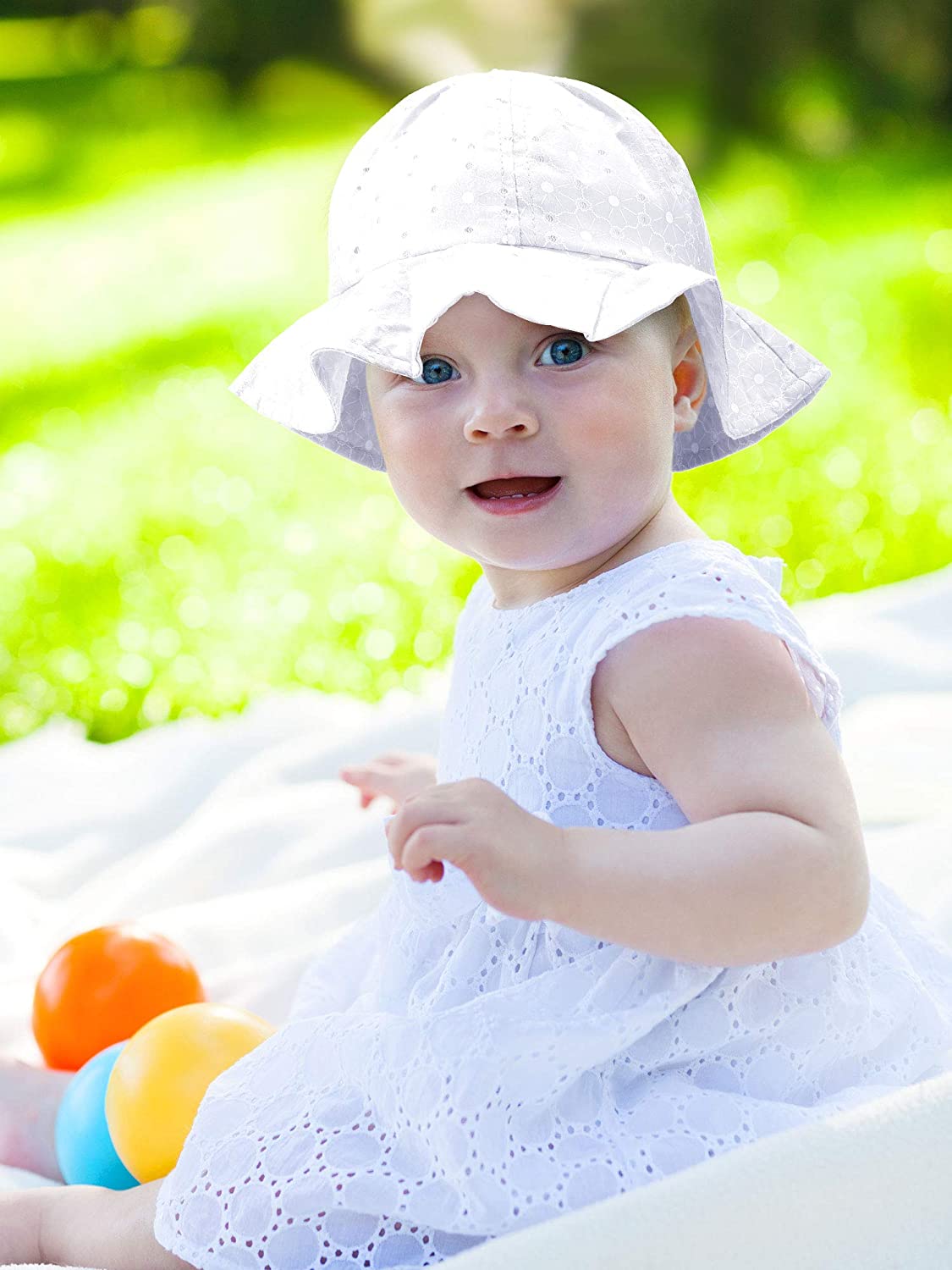 2 Pieces Baby Sun Hat Adjustable Wide 