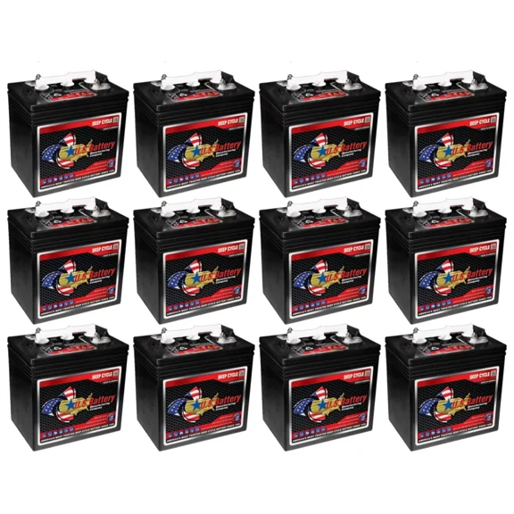 x12 | US Battery 6 Volt 208Ah Deep Cycle Battery ~ Replaces Trojan T-605 T605