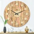 thumbnail image 2 of Designart 'Palm Golden Leaves I' Mid-Century Modern Wood Wall Clock, 2 of 5