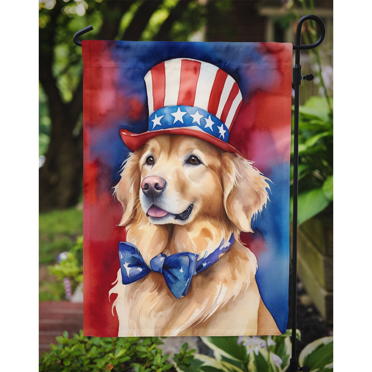 Golden Retriever Patriotic Garden Flag 11.25 in x 15.5 in