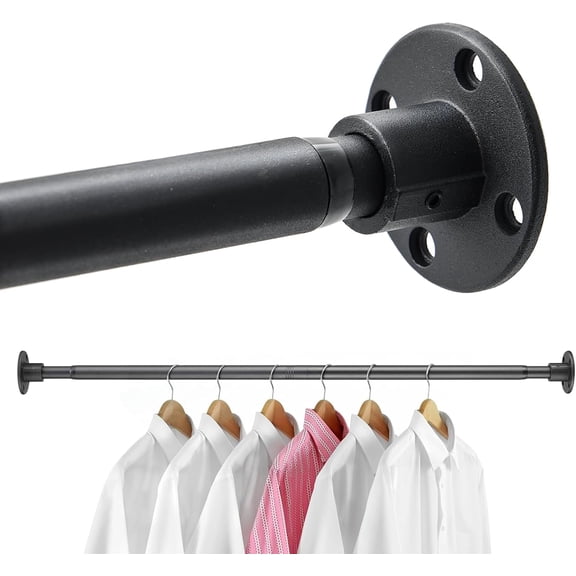 Closet Rods, 28-92 inch Adjustable Size, Screw Fixing Connection, for Closet Wardrobes Laundry RV, Black