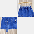 thumbnail image 5 of hoksml Girls Denim Skirt Elastic Stretch Waist A-line Tiered Ruffle Midi Mini Skirts with Pockets for Toddler Little Big Kids School Casual Party, 5 of 5
