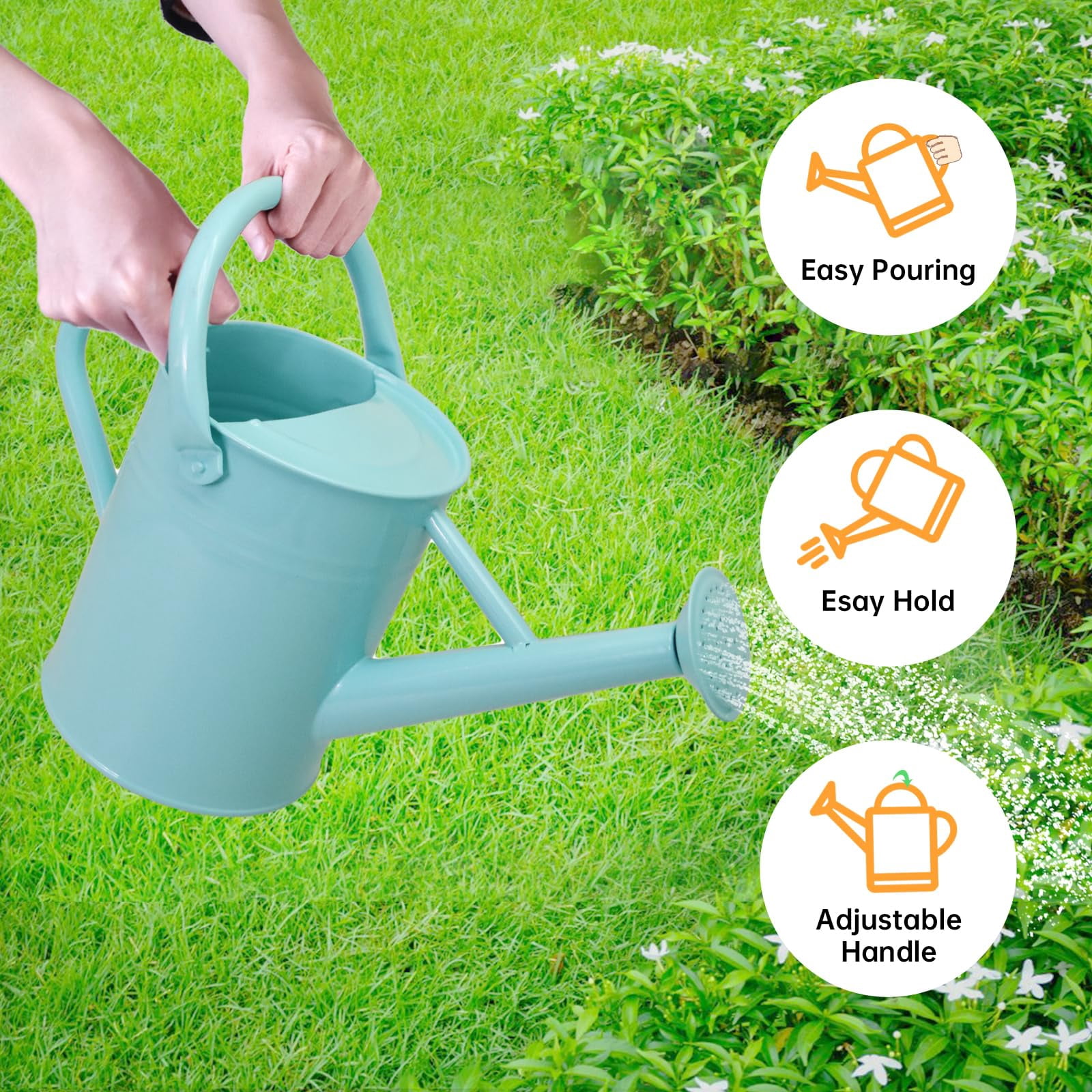 Metal Watering Can for Outdoor Plants, Galvanized Steel Watering Can with Removable spout, 1 Gallon,Perfect Home & Garden Décor Cream Green - MINT