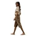 thumbnail image 5 of Wyobmus Women Linen Summer Shorts Casual Lightweight Bermuda Side Cross Mesh Shorts Wide Leg High Waisted Drawstring Short Brown, 5 of 9