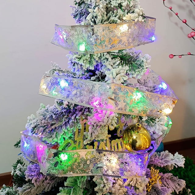 QIPOPIQ Christmas 2022 In Lights Christmas LED Lights A Double String Christmas Tree Decorated Winter With Hot Ribbon Pendant Light Gift Clearance Strip New Year