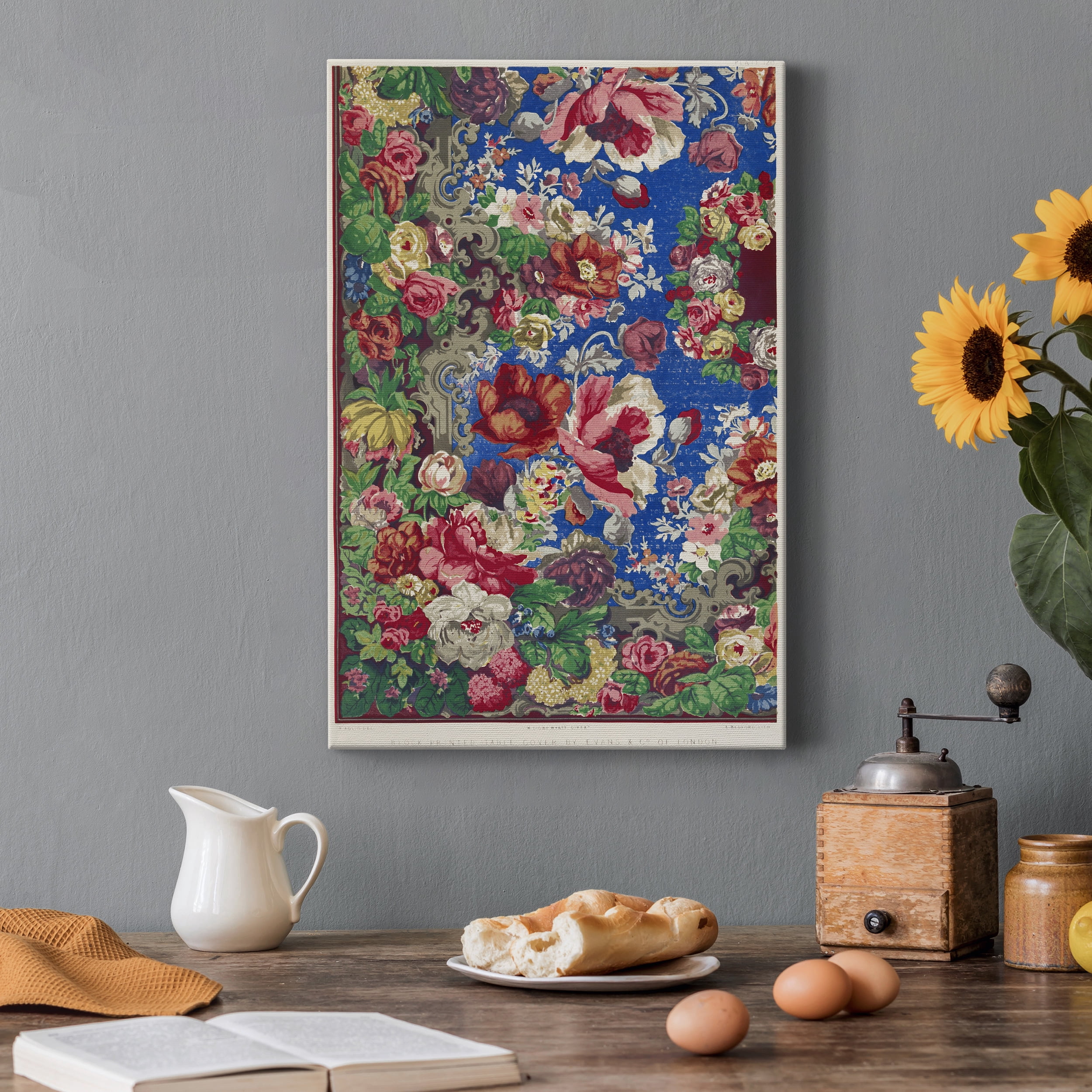 Block Printed Table Cover Premium Gallery Wrapped Canvas - Ready to Hang - 18 x 27