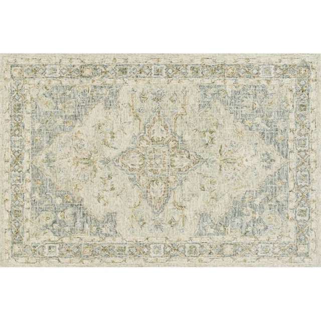 Loloi Julian 3'6" x 5'6" Hand Hooked Wool Rug in Seafoam Green and Spa
