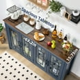 thumbnail image 3 of Joaxswe Farmhouse Sideboard Buffet with Storage, 63" Large Coffee Bar Cabinet with Glass Doors and Shelves for Dining Room, Blue, 3 of 9