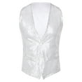 thumbnail image 3 of TiaoBug Womens Shiny Sequins Vest Button Sleeveless Jacket Nightclub Prom Party Waistcoat White L, 3 of 7