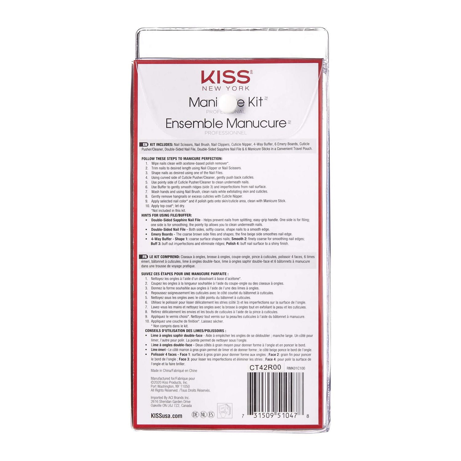 KISS Trousse de manucure - Professionnelle - 20 pièces