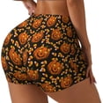 thumbnail image 1 of Balery Quirky Corn Pumpkin Pantalones cortos de entrenamiento estampados para mujer, sin costuras, ajustados, para gimnasio, yoga, correr, deportes, ejercicio activo, fitness.-X-Large, 1 of 8