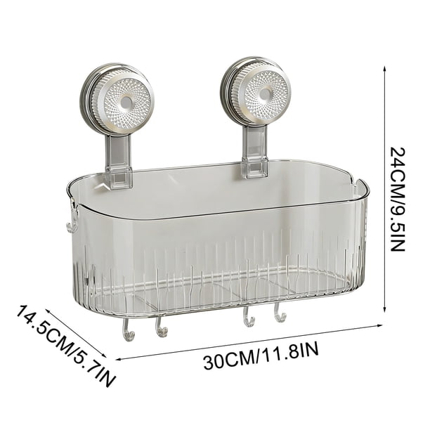 Ganchos de Succión para Ducha, Caja de Almacenamiento de Succión de Baño sin Taladro 2026 Organizador Portátil Montado en la Pared, Caddy de Ducha de Succión, Cesta de Acrílico Transparente Extraíble