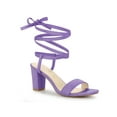 thumbnail image 1 of BLISSFUL STEP Sandales à Talons Hauts Blocs à Bout Ouvert à Lacets pour Femmes Violet 7, 1 of 7