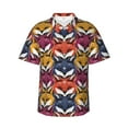 thumbnail image 2 of Picia Fox Face Gentle Cotton Regular Fit Short Sleeve Casual Hawaiian Shirt for Men-3X-Large, 2 of 9