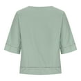 thumbnail image 5 of Otvok Womens Casual Round Neck Half Sleeve Solid Loose Shirt Hallow Out Linen Blouse, 5 of 6