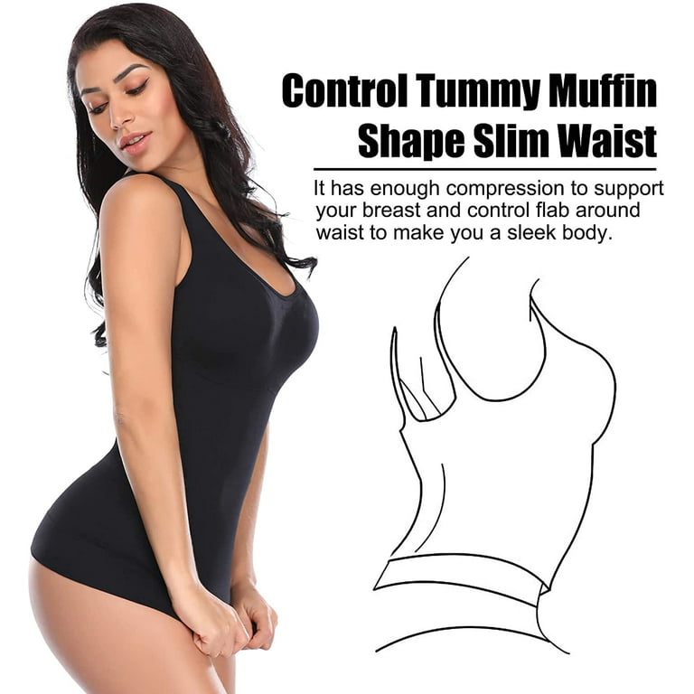 QRIC Tummy Control Camisole for Women Shapewear Tank Tops with Built in Bra  Slimming Compression Top Vest Seamless Body Shaper