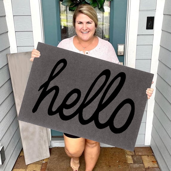 Welcome Door Mat with Non Slip Backing, Durable Hello Front Door Mat for Indoor Outdoor Entrance Entryway(Brown,40x60cm/16x24in)