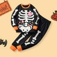 thumbnail image 2 of shoper Boys Halloween Pajamas Set Skeleton Print Glow In The Dark Kids Outfit Soft Sleepwear Casual Long Sleeve Tops and Pants for Toddler Kids Fall Winter Clothes, 2 of 4