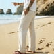 thumbnail image 5 of Ceisia Men's Linen Blend Beach Casual Pants Elastic Waist Drawstring Straight Leg Trousers Gifts, 5 of 6