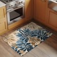 thumbnail image 2 of Vintage Leaves Area&nbsp;Rug 2x3ft Blue Yellow Tropical Plant Linen Texture Non-Slip&nbsp;Washable Square&nbsp;Rugs Soft Felt Indoor Floor Mat for Bedroom Kitchen Living Room Bathroom, 2 of 9