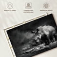 thumbnail image 6 of Elephant Stock Lake Rhino Wall Art - Horizontal Canvas Wall Art - Living Room Wall Decor - Animal Canvas - Gray And White Decor - 24" x 16", 6 of 8
