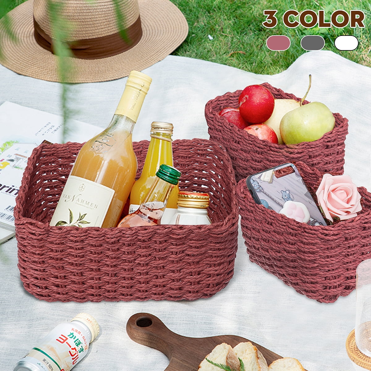Details about Storage Baskets Stackable Woven Paper Rope Bin Box For Makeup Closet Room 4 Pcs Details about Storage Baskets Stackable Woven Paper Rope Bin Box For Makeup Closet Room 4 Pcs