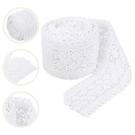 FELTECHELECTR DIY Sewing Lace Trims Embroidered Flower Cotton White 1Pack 17.7X2.3X0.04In