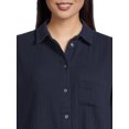 thumbnail image 3 of Time and Tru Women’s Double Cloth Shirt with Long Sleeves, Sizes XS-XXXL, 3 of 5