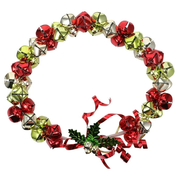 UPOUART Festive Christmas Wreath with Red Metal Bells Holiday Door Decoration for Winter Home Decor Season