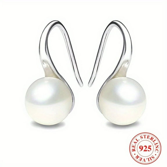 ATJIA Fashion Silver Pearl Earrings for Women Classical Pearl Drop Dangle Hook Earring Jewelry