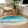 thumbnail image 5 of Summer Beach Coastal Round Rugs 4ft, Watercolor Seaside Waves Ocean Non Slip Washable Rug Runner, Low Pile Indoor Floor Carpet Mat Bathroom Rugs for Living Room, Bedroom, Kids Room, 5 of 9