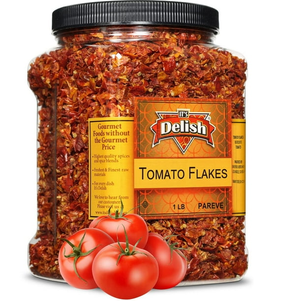 Premium Dried Tomato Flakes by Its Delish 16 OZ Jumbo Reusable Container Dried Natural