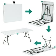 Vebreda Folding Table 6ft Plastic Folding Outdoor Table, White