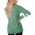 thumbnail image 2 of New Women's Long-Sleeved Contrast Color Stitching V-Neck Loose Casual T-Shirt Top, 2 of 2