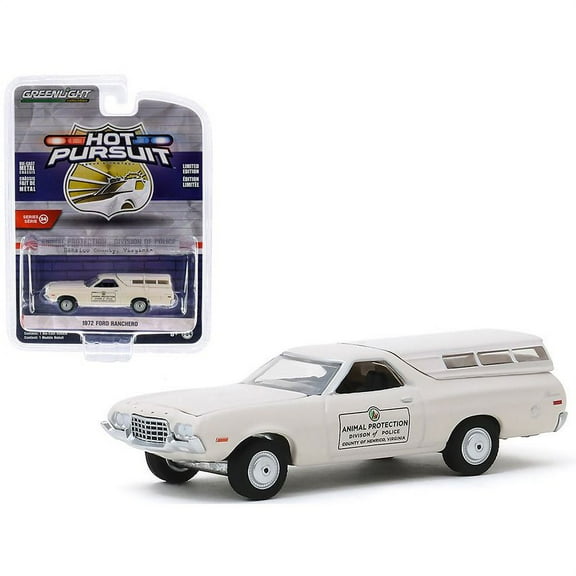 1972 Ford Ranchero with Canopy Cream "Animal Protection Division of Police" Henrico County (Virginia) "Hot Pursuit" Series 34 1/64 Diecast Model Car by Greenlight