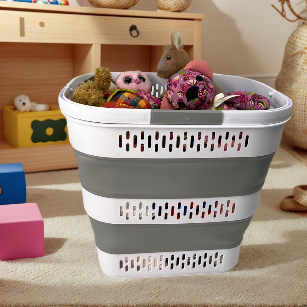 SAMMART 38L(10 Gal) Collapsible Laundry Basket - Foldable Pop-Up Storage Container/Organizer-Portable Space Saving Hamper, Measure 17.5x13.3x15.7/3.8" Expanded/Collapsed